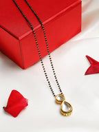 Black Gold-Toned Beads Kundan Studded Mangalsutra - Ruby Raang | Grocsy