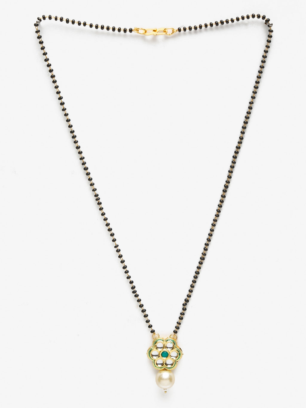 Women's Black Gold-Polished Kundan Mangalsutra - Ruby Raang | Grocsy