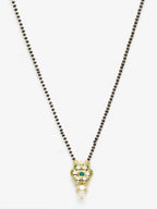 Women's Black Gold-Polished Kundan Mangalsutra - Ruby Raang | Grocsy