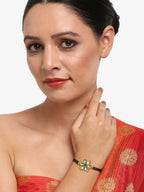 Black Gold-Polished Kundan Studded Mangalsutra Bracelet - Ruby Raang
