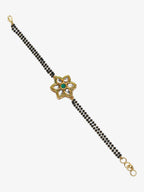 Black Gold-Polished Kundan Studded Mangalsutra Bracelet - Ruby Raang