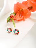 Multicoloured Gold-Toned Contemporary Studs Earrings - Ruby Raang