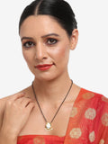 Gold-Polished White Black Kundan-Studded Beaded Mangalsutra - Ruby Raang | Grocsy
