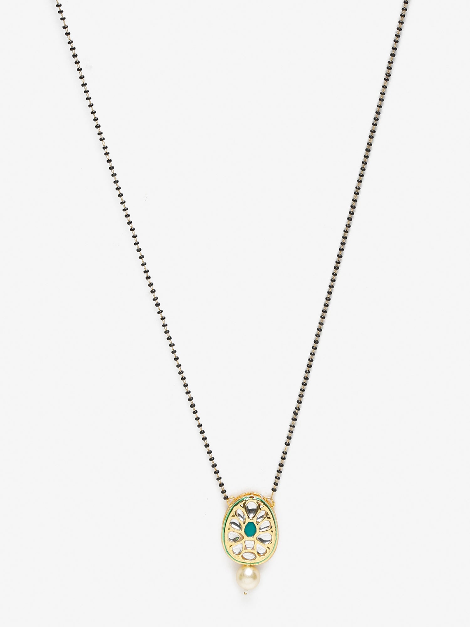 Black Gold-Polished Kundan Mangalsutra - Ruby Raang | Grocsy