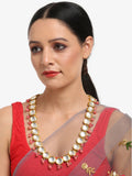 Gold-Polished Pink Kundan Pearls Studded Necklace - Ruby Raang | Grocsy