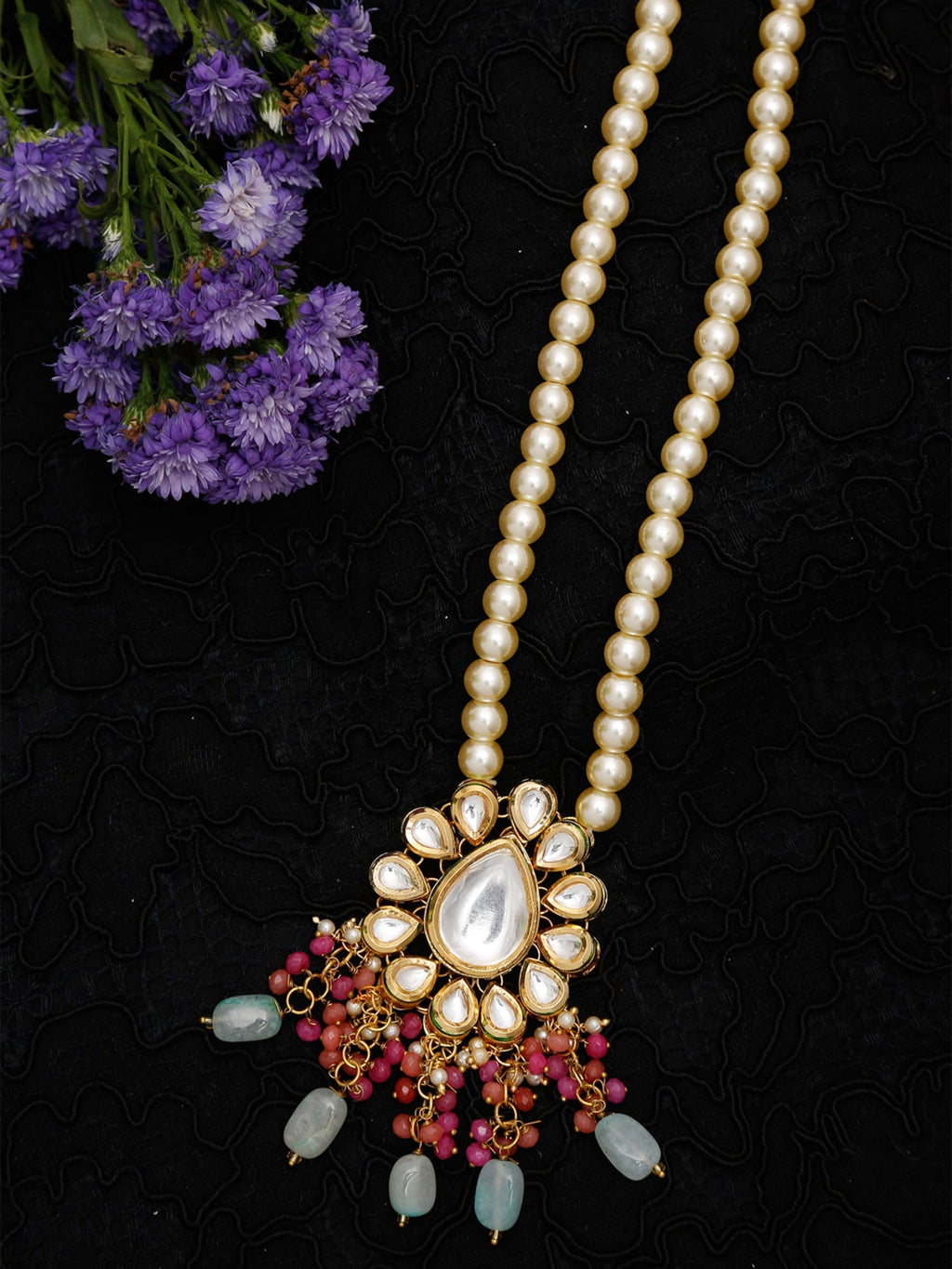Gold-Toned Pink Gold-Polished Handcrafted Necklace - Ruby Raang | Grocsy