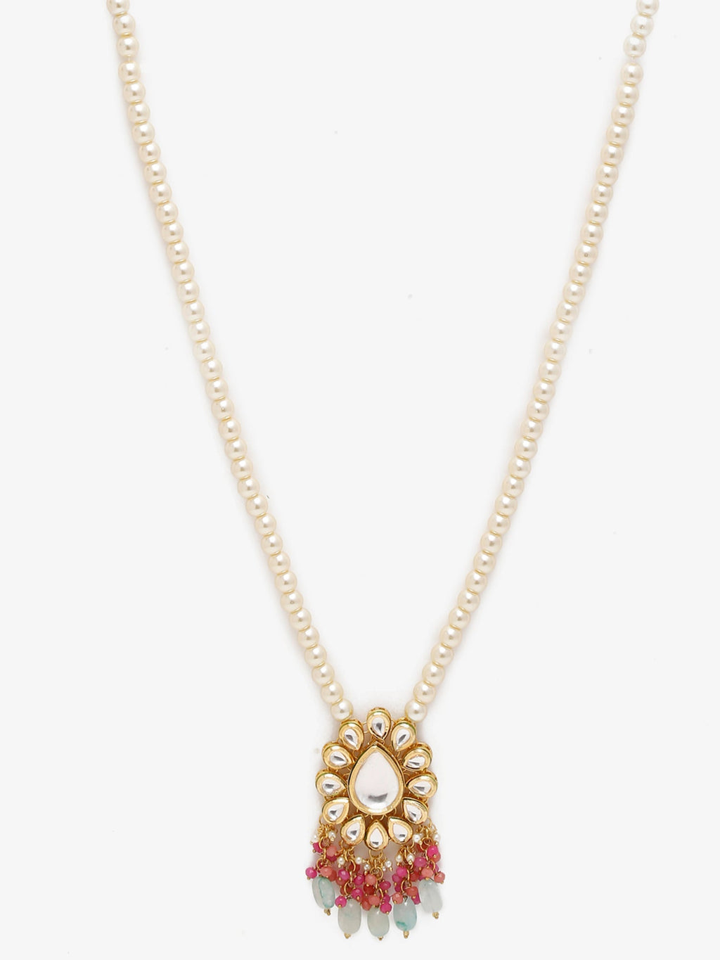 Gold-Toned Pink Gold-Polished Handcrafted Necklace - Ruby Raang | Grocsy