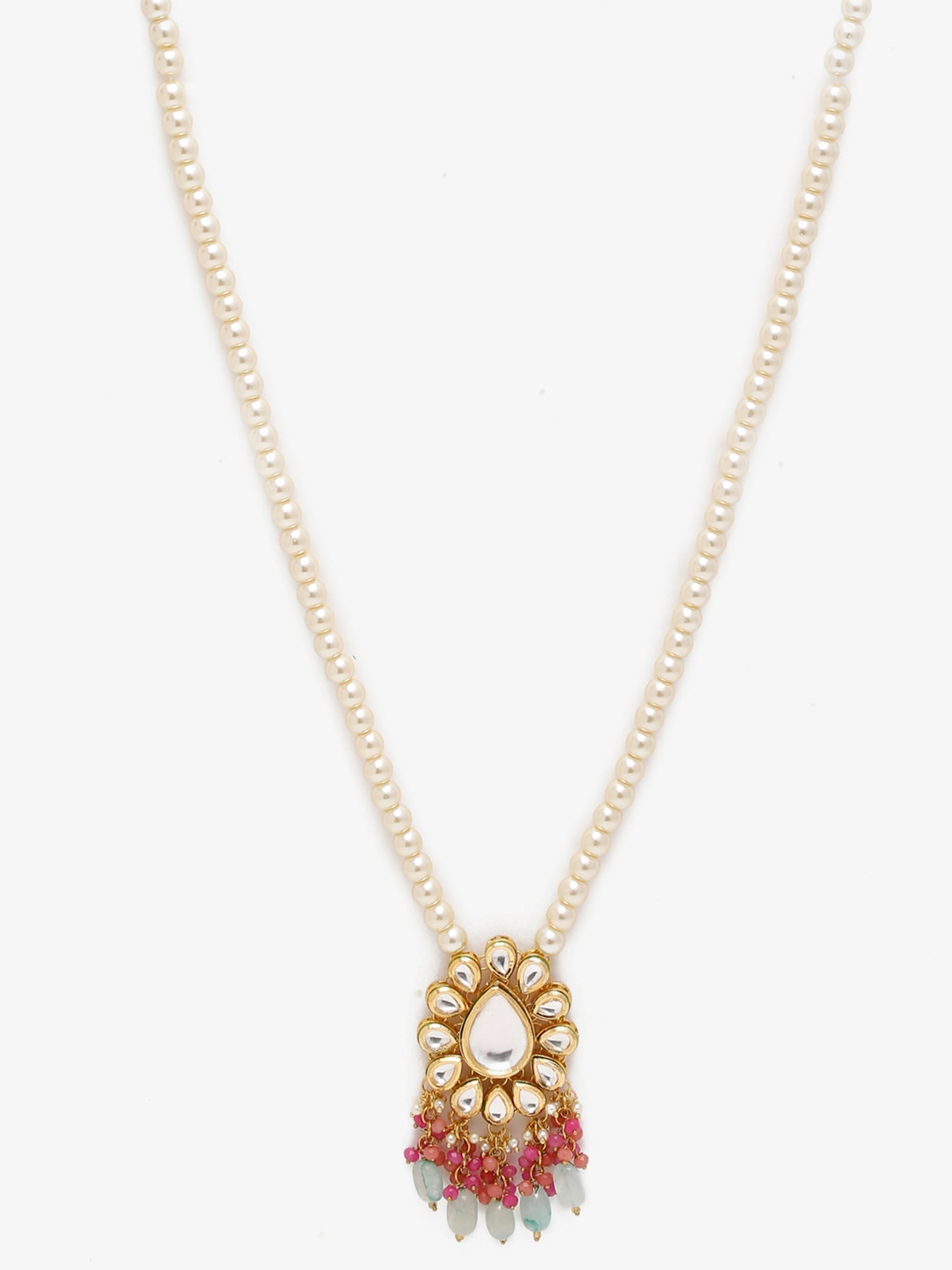 Gold-Toned Pink Gold-Polished Handcrafted Necklace - Ruby Raang | Grocsy