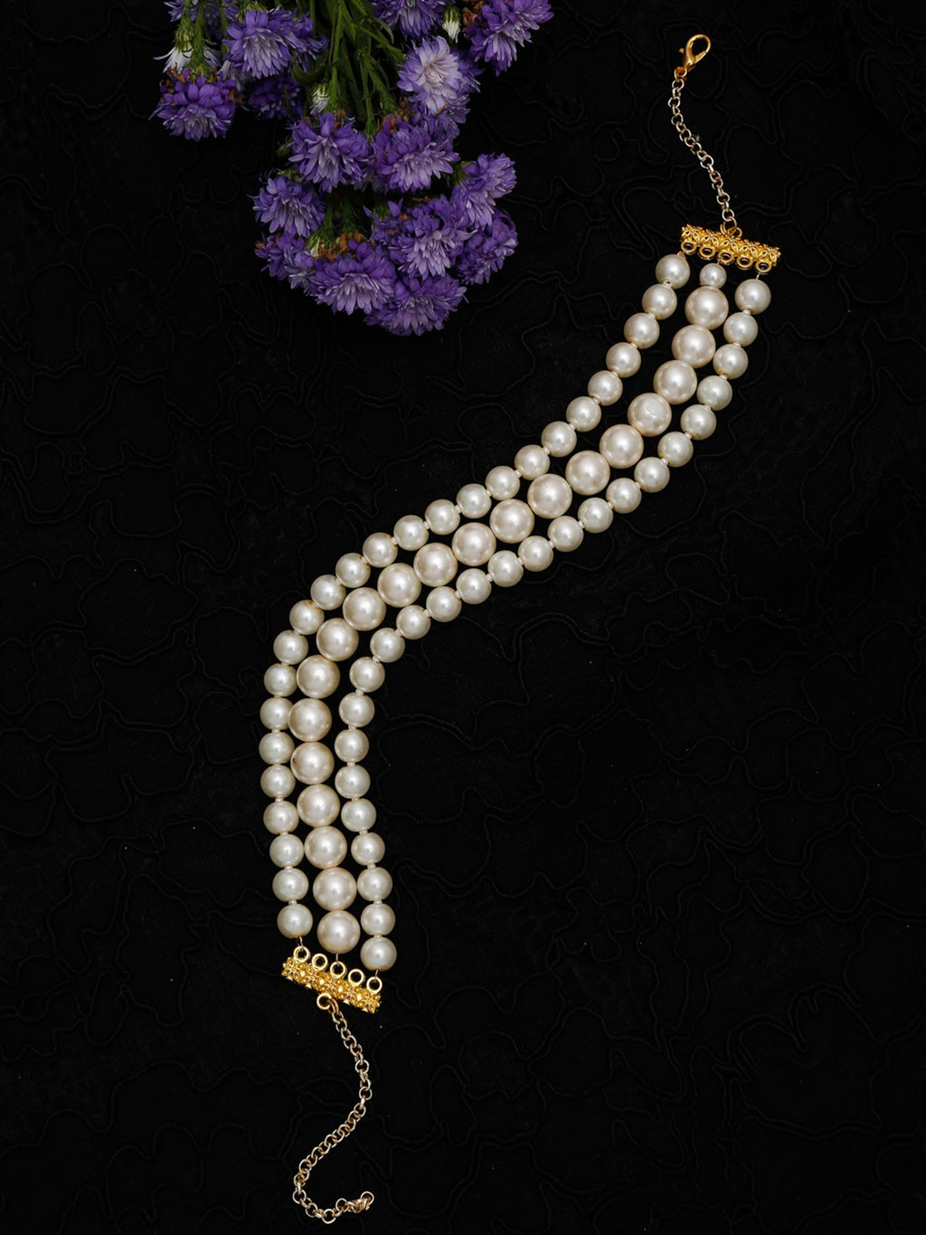 Gold-Toned White Gold-Polished Handcrafted Necklace - Ruby Raang | Grocsy