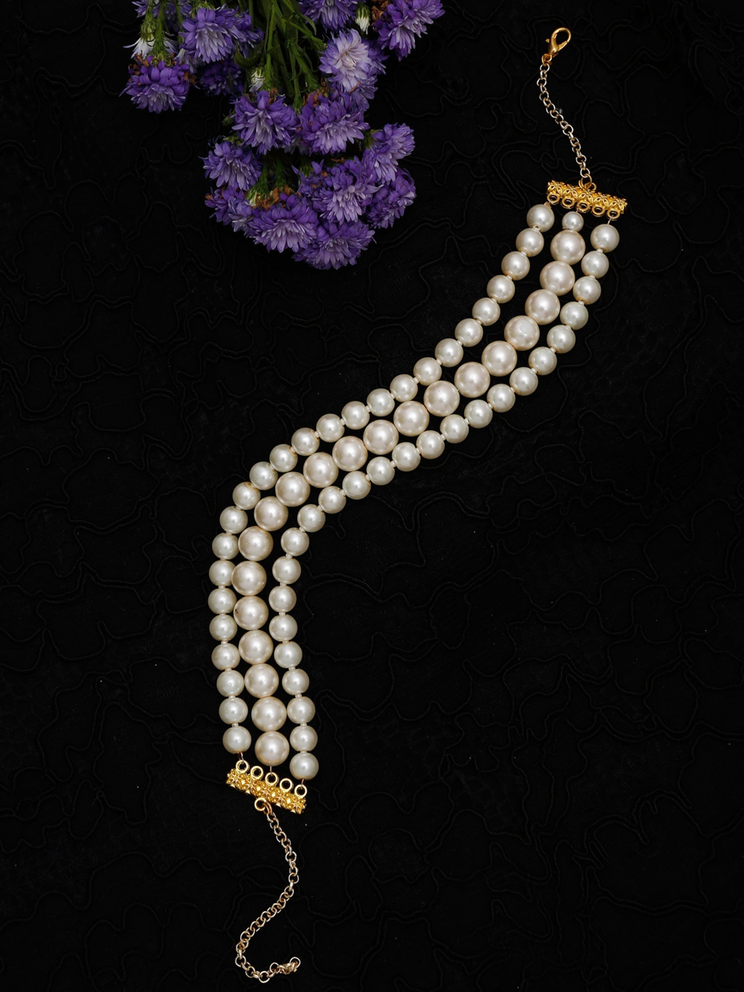 Gold-Toned White Gold-Polished Handcrafted Necklace - Ruby Raang | Grocsy