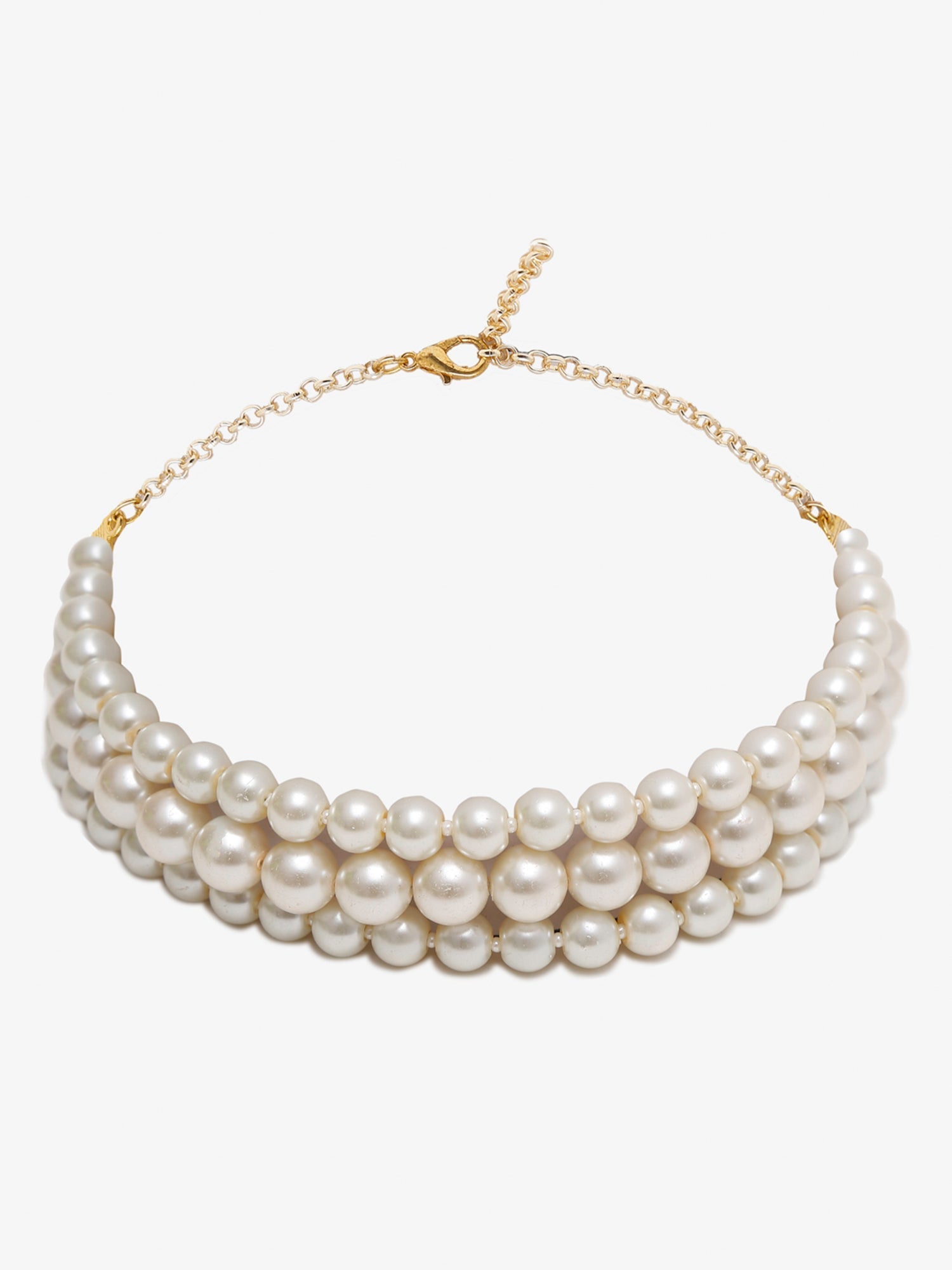 Gold-Toned White Gold-Polished Handcrafted Necklace - Ruby Raang | Grocsy