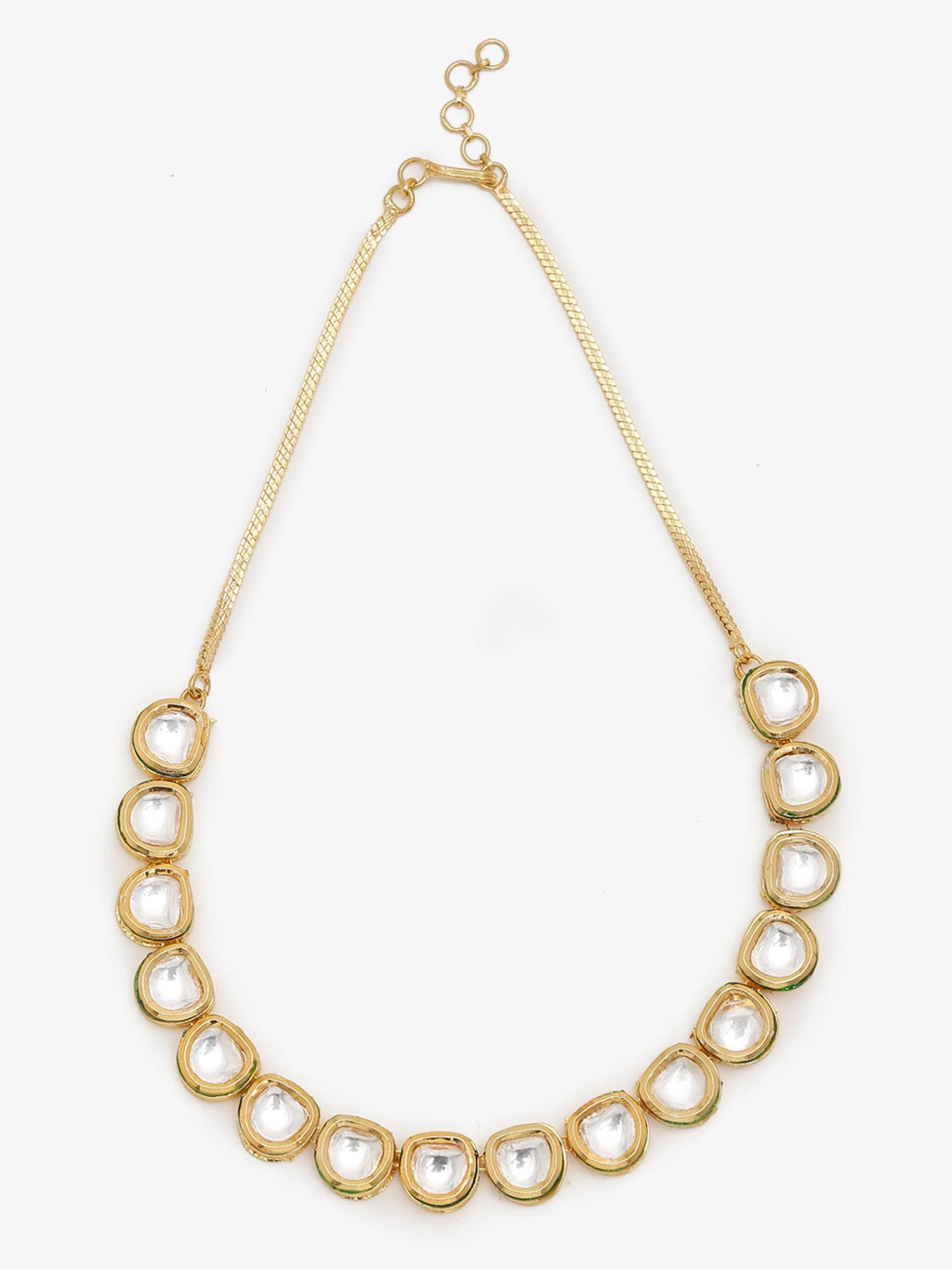 Women's Gold-Polished Kundan Choker Necklace - Ruby Raang | Grocsy