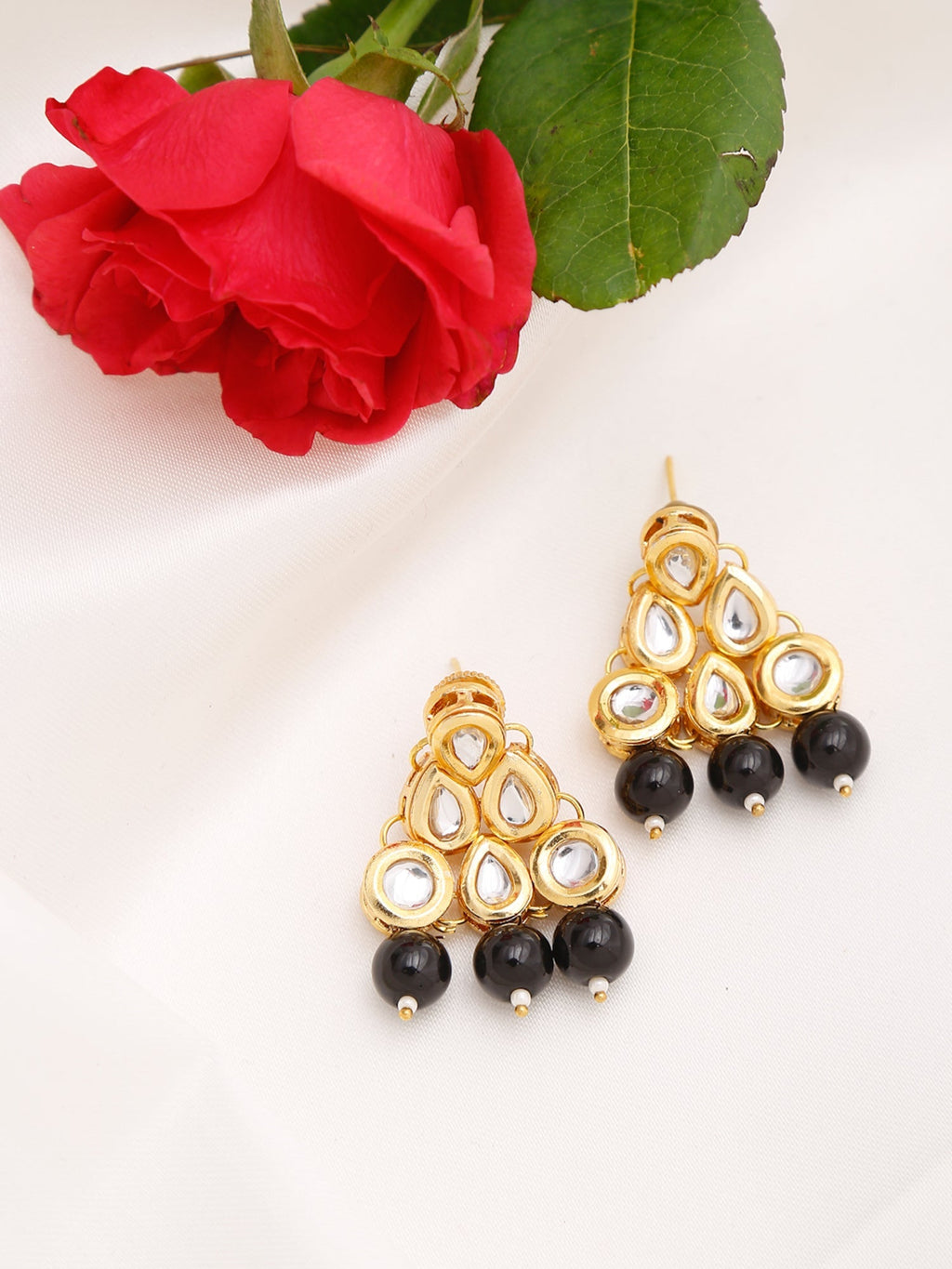 Black Contemporary Drop Earrings - Ruby Raang | Grocsy