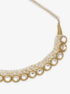 Gold-Toned White Gold-Polished Handcrafted Necklace - Ruby Raang | Grocsy