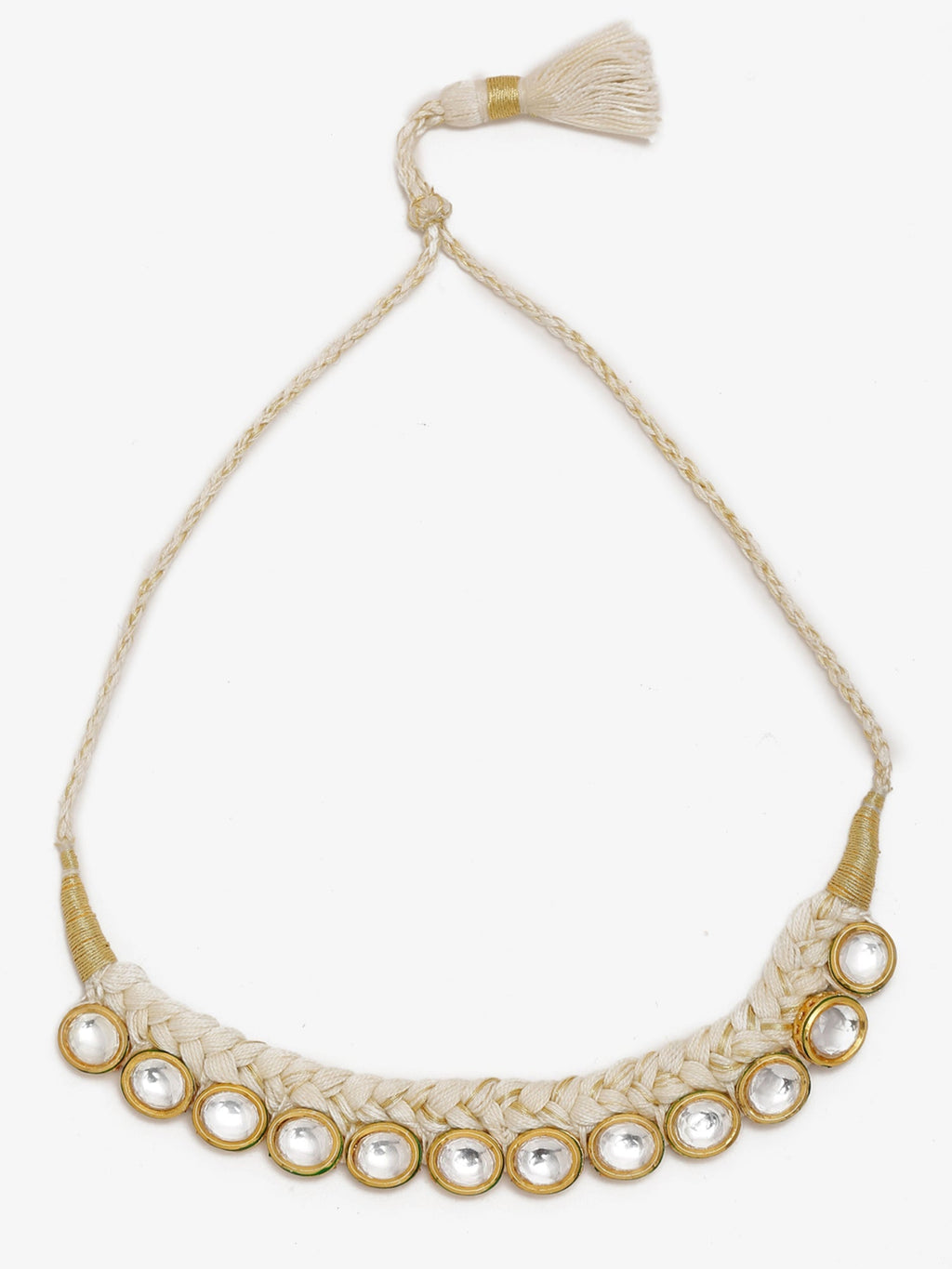 Gold-Toned White Gold-Polished Handcrafted Necklace - Ruby Raang | Grocsy