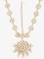 Gold-Polished White Kundan Matha Patti - Ruby Raang | Grocsy