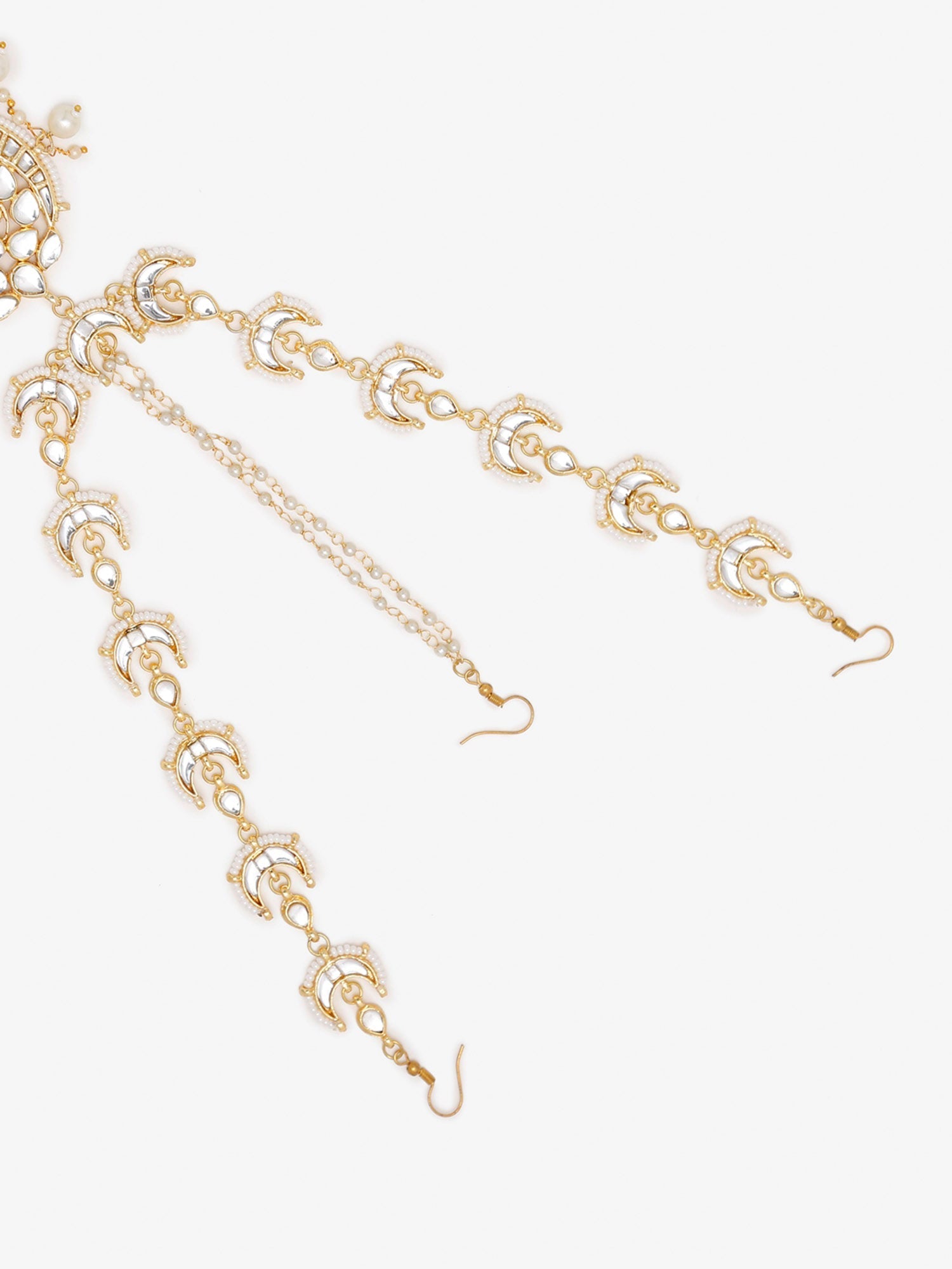 Gold-Polished White Kundan Matha Patti - Ruby Raang | Grocsy