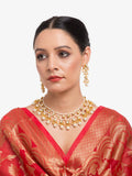 Gold-Polished White Kundan Stone Studded Jewellery Set - Ruby Raang | Grocsy