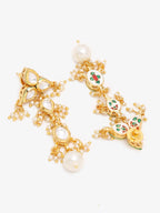 Gold-Polished White Kundan Stone Studded Jewellery Set - Ruby Raang | Grocsy