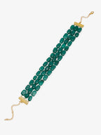 Gold-Toned Green Emerald Gold-Polished Layered Choker - Ruby Raang | Grocsy