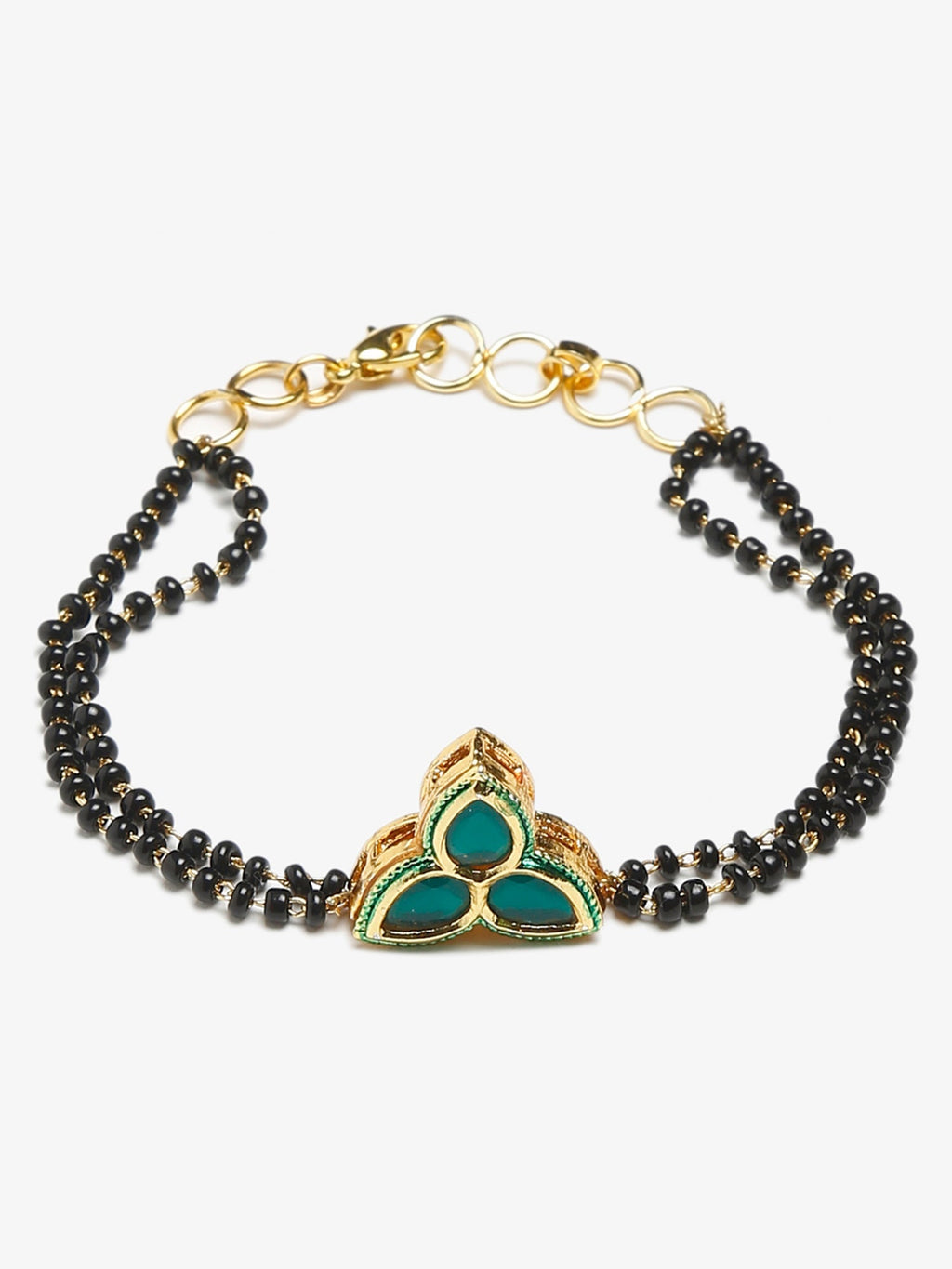 Women's Black Kundan Mangalsutra Bracelet - Ruby Raang | Grocsy