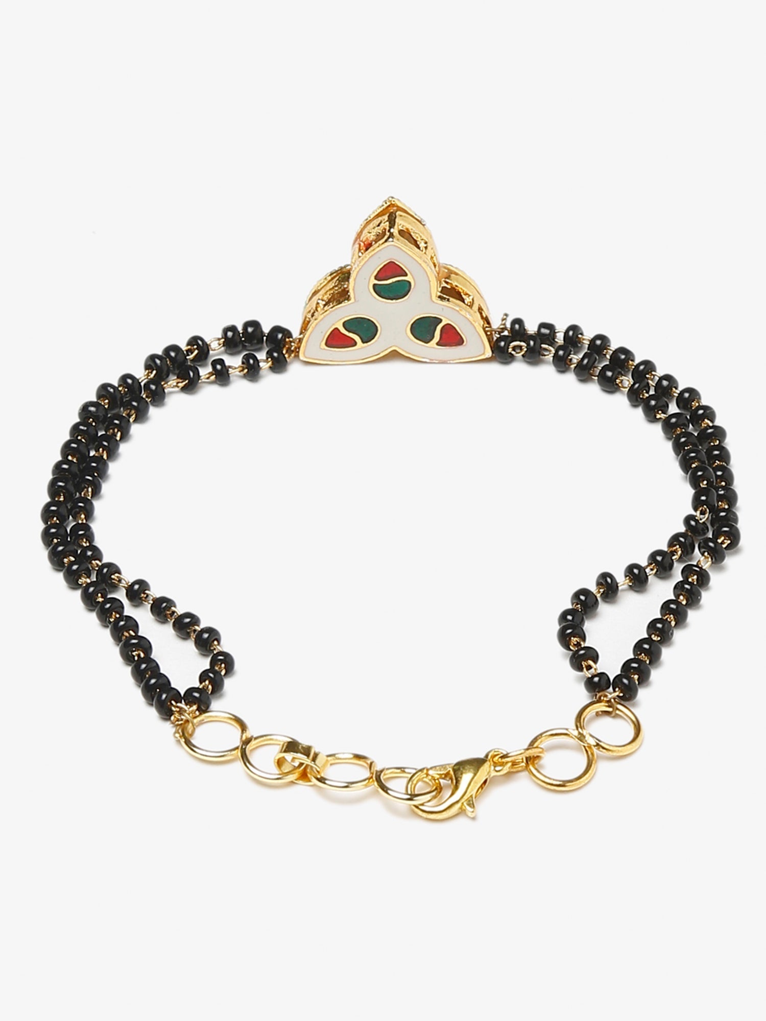 Women's Black Kundan Mangalsutra Bracelet - Ruby Raang | Grocsy