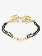 Women's Black Gold-Toned Multistrand Mangalsutra Bracelet - Ruby Raang