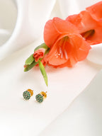 Green Gold-Toned Contemporary Studs Earrings - Ruby Raang