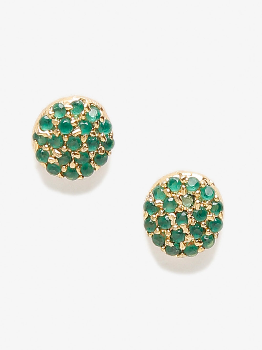 Green Gold-Toned Contemporary Studs Earrings - Ruby Raang