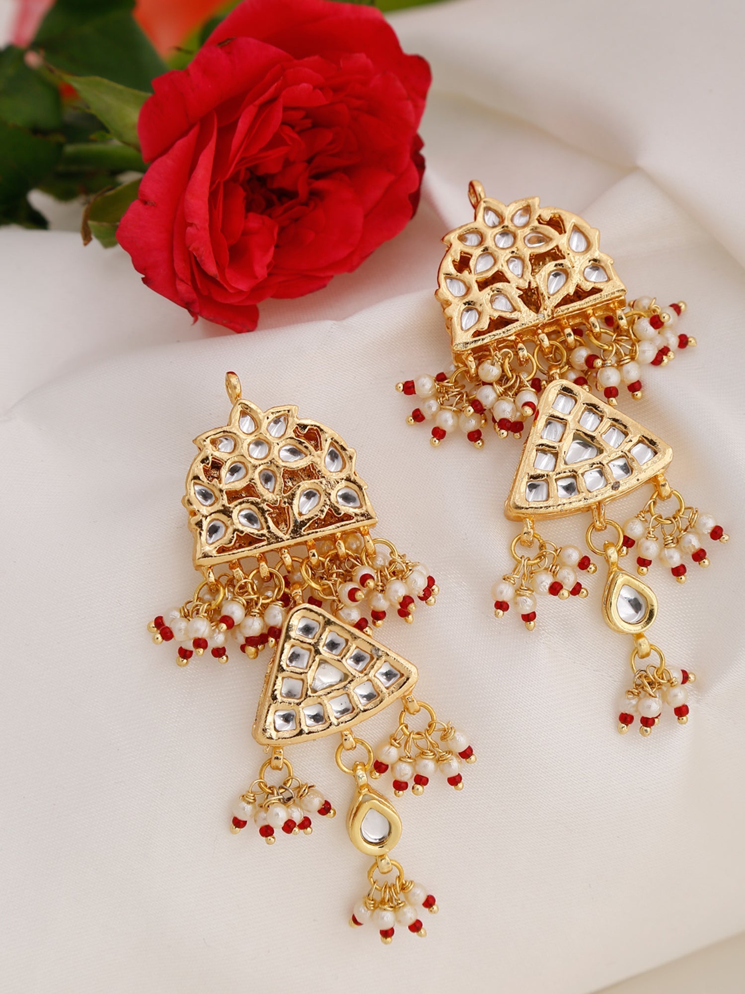 Gold-Toned Contemporary Chandbalis Earrings - Ruby Raang | Grocsy