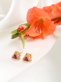 Maroon Contemporary Studs Earrings - Ruby Raang | Grocsy
