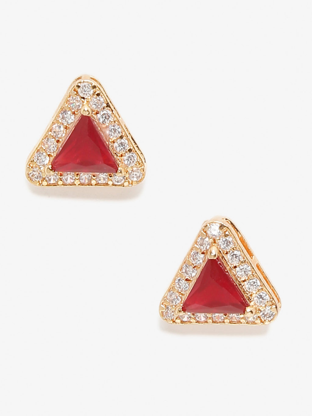 Maroon Contemporary Studs Earrings - Ruby Raang | Grocsy
