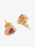 Maroon Contemporary Studs Earrings - Ruby Raang | Grocsy
