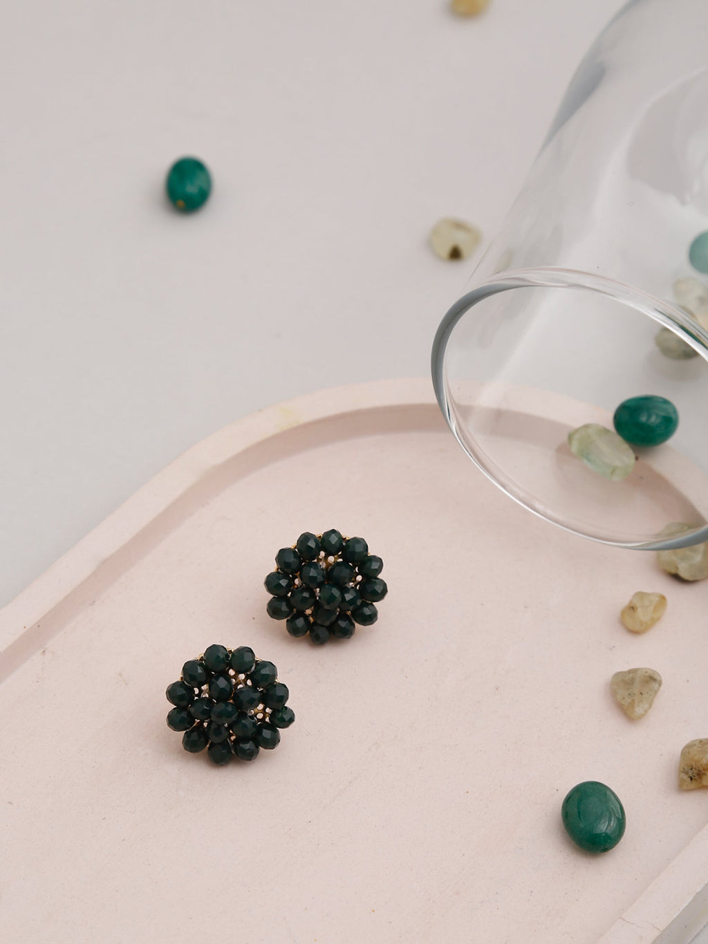 Green Contemporary Studs Earrings - Ruby Raang | Grocsy