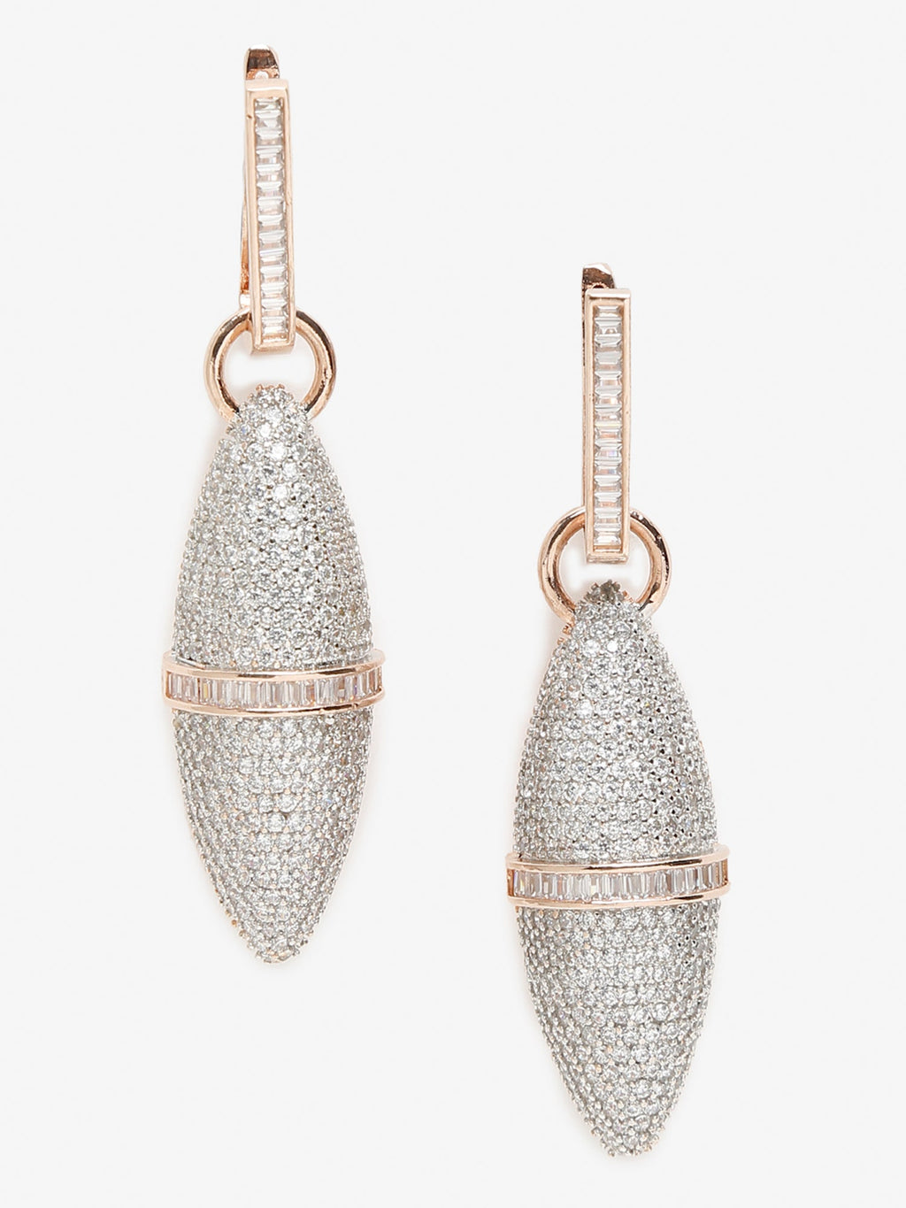 Rose Gold-Polished Silver-Toned Contemporary Drop Earrings - Ruby Raang | Grocsy