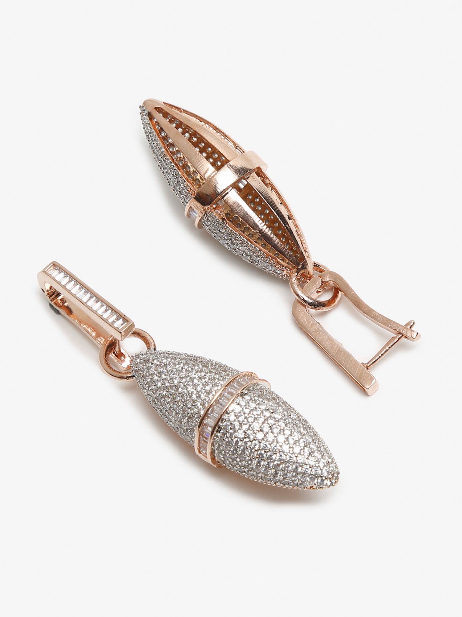 Rose Gold-Polished Silver-Toned Contemporary Drop Earrings - Ruby Raang | Grocsy