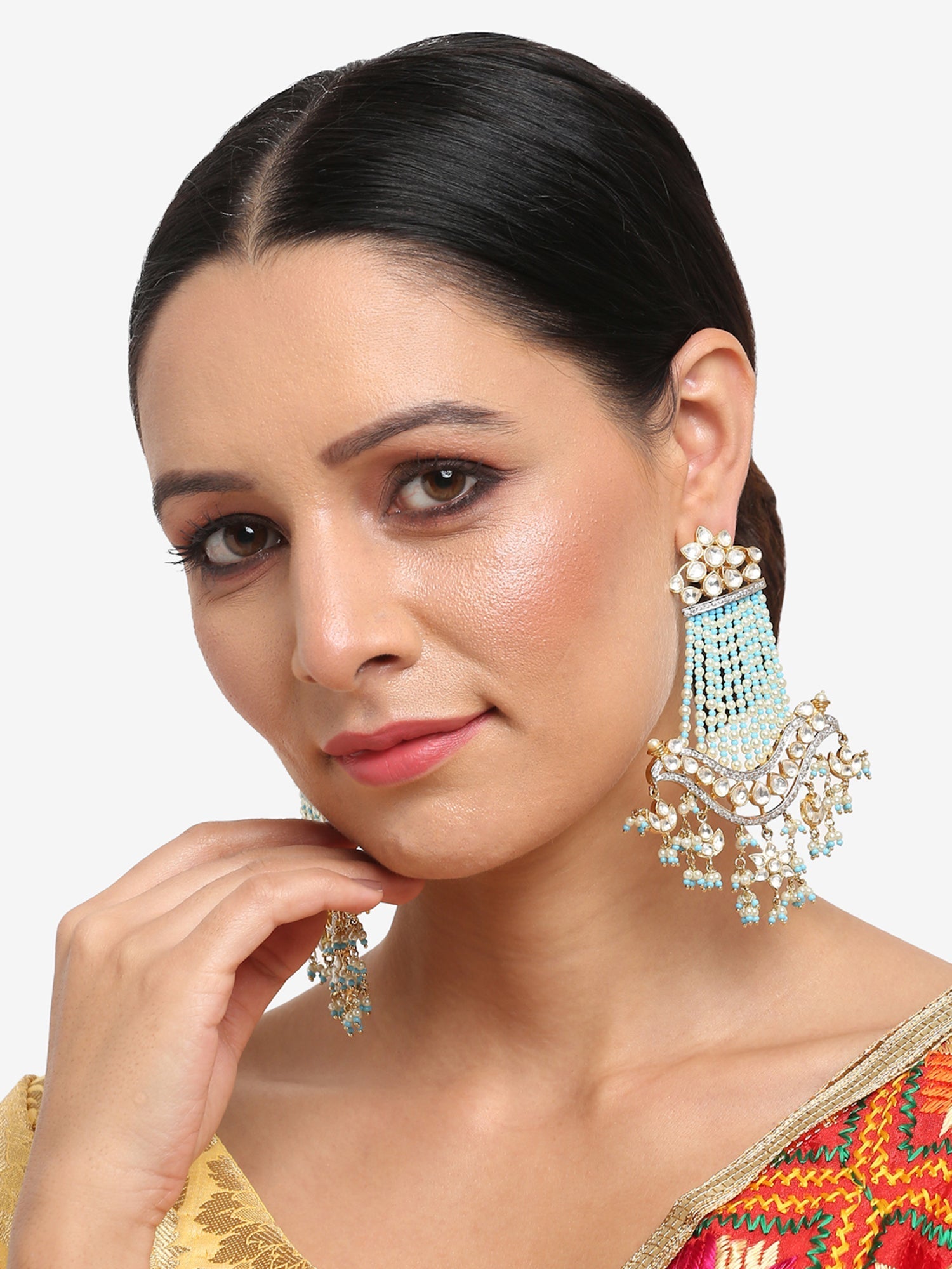 Blue Contemporary Drop Earrings - Ruby Raang | Grocsy