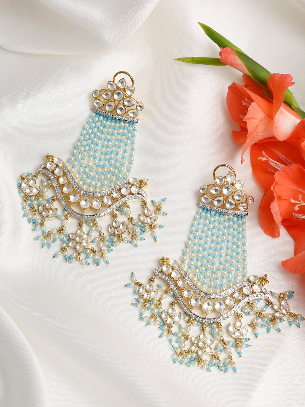 Blue Contemporary Drop Earrings - Ruby Raang | Grocsy