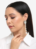 White Kundan Studded Pearls Drop Earrings - Ruby Raang | Grocsy
