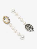 White Kundan Studded Pearls Drop Earrings - Ruby Raang | Grocsy