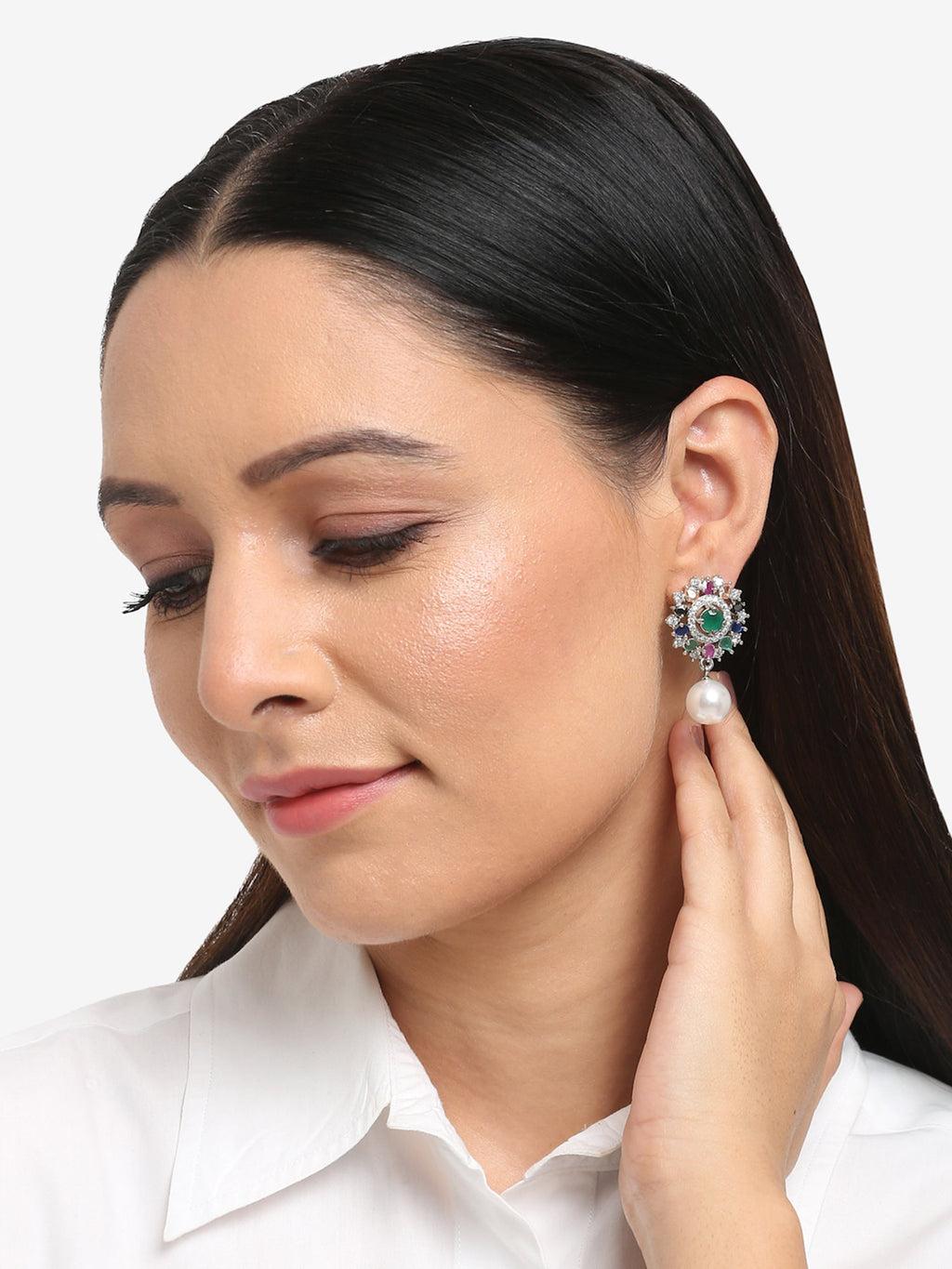 Multicoloured Floral Drop Earrings - Ruby Raang | Grocsy