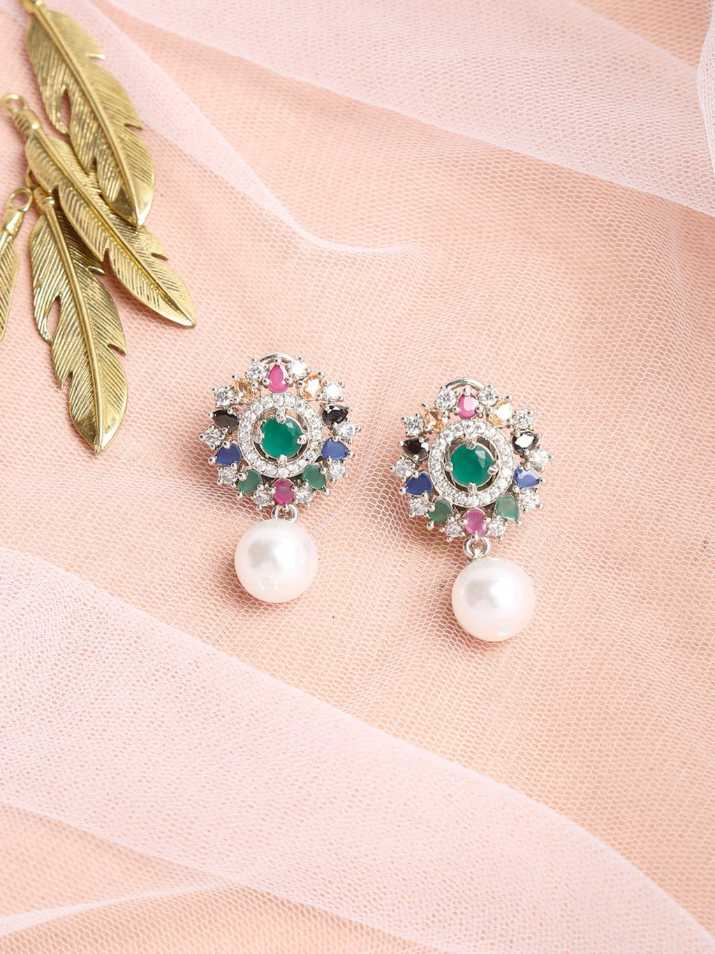 Multicoloured Floral Drop Earrings - Ruby Raang | Grocsy