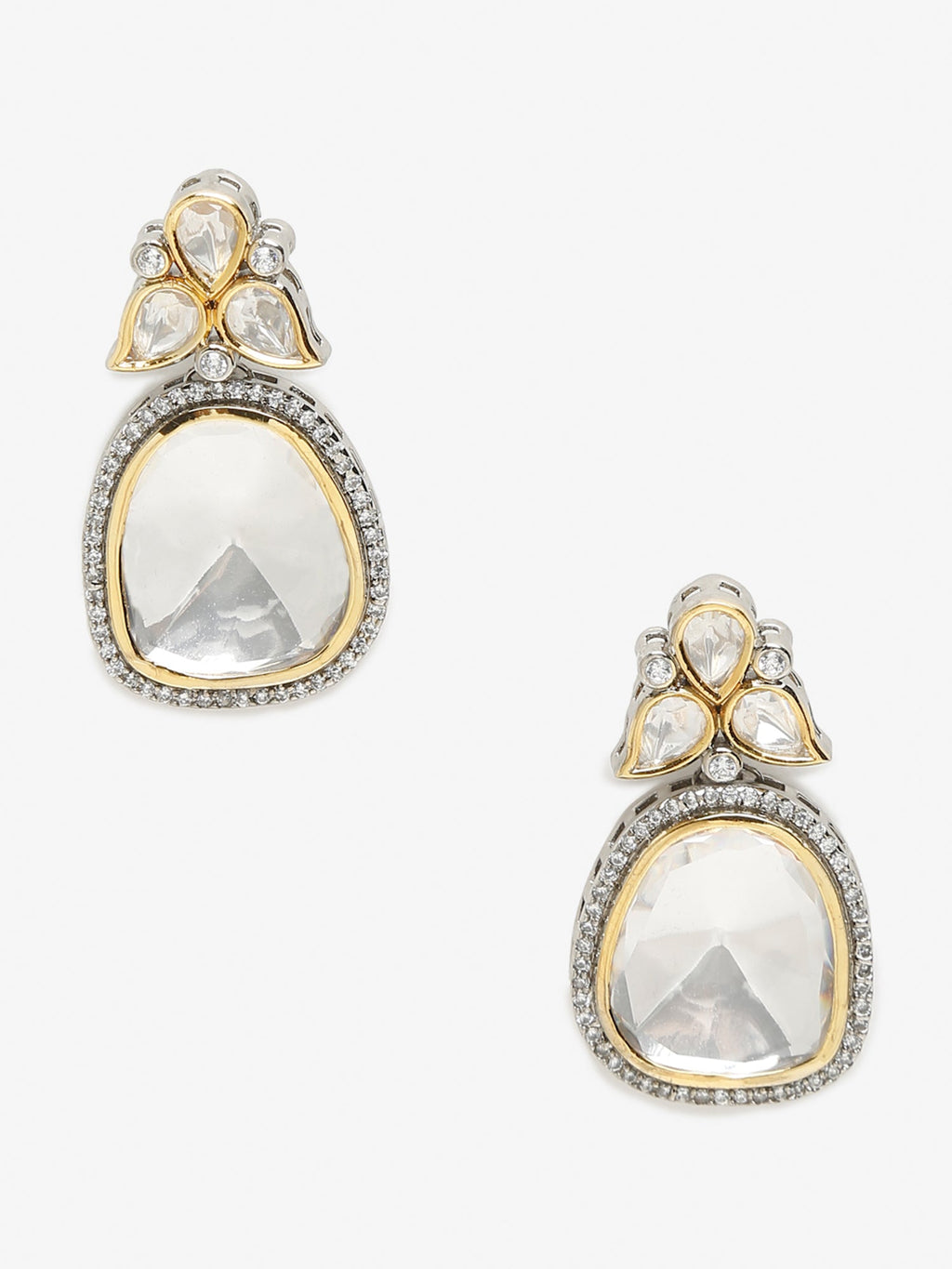 Silver-Toned Contemporary Studs Earrings - Ruby Raang | Grocsy