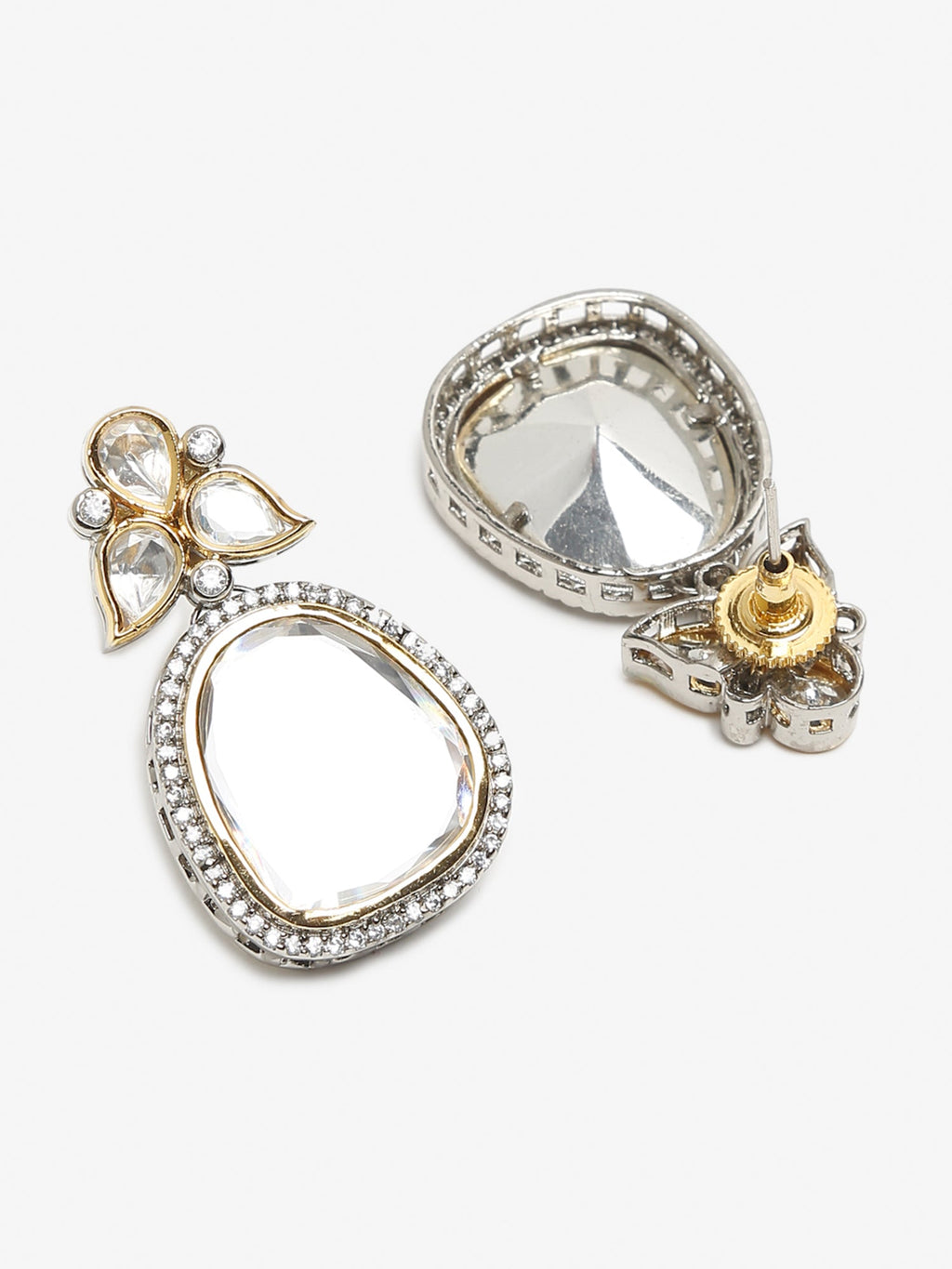 Silver-Toned Contemporary Studs Earrings - Ruby Raang | Grocsy