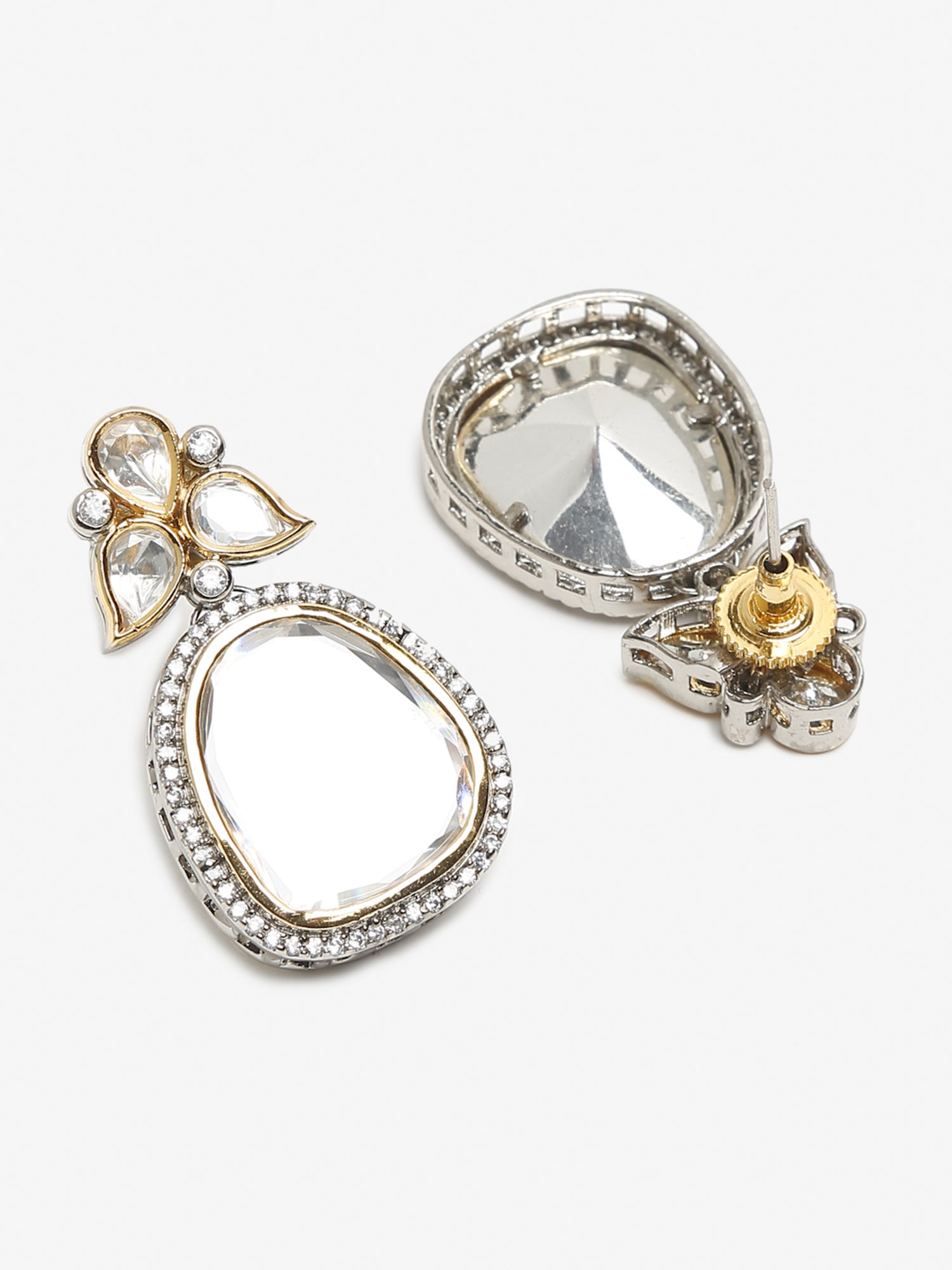 Silver-Toned Contemporary Studs Earrings - Ruby Raang | Grocsy
