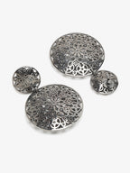 Silver-Toned Circular Drop Earrings - Ruby Raang | Grocsy