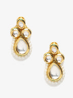 Gold-Toned White Teardrop Shaped Drop Earrings - Ruby Raang | Grocsy