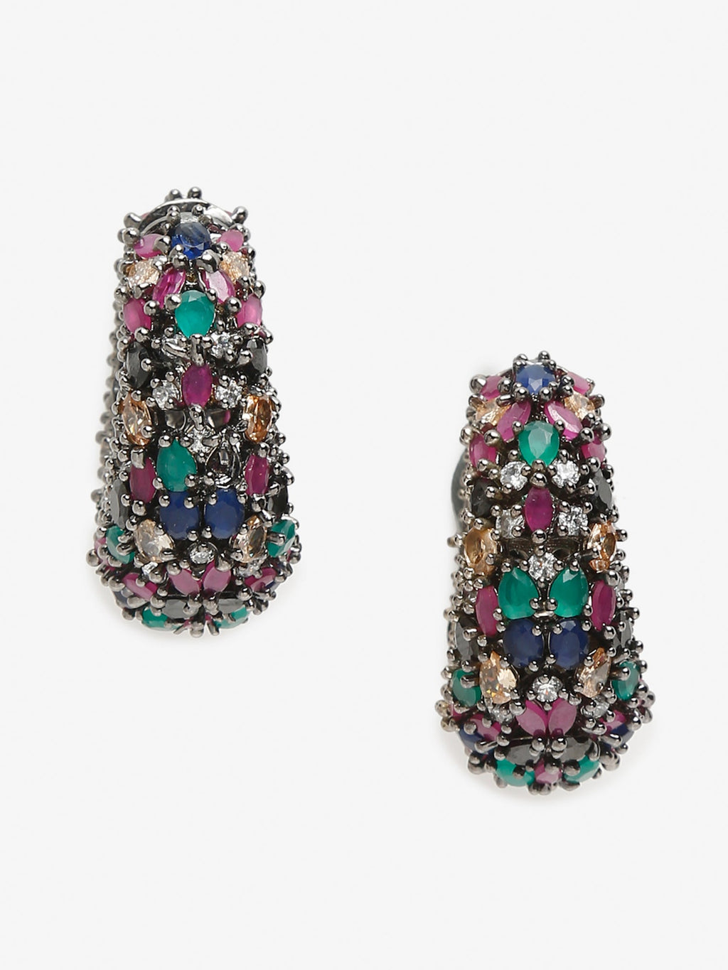 Multicoloured Contemporary Hoop Earrings - Ruby Raang | Grocsy