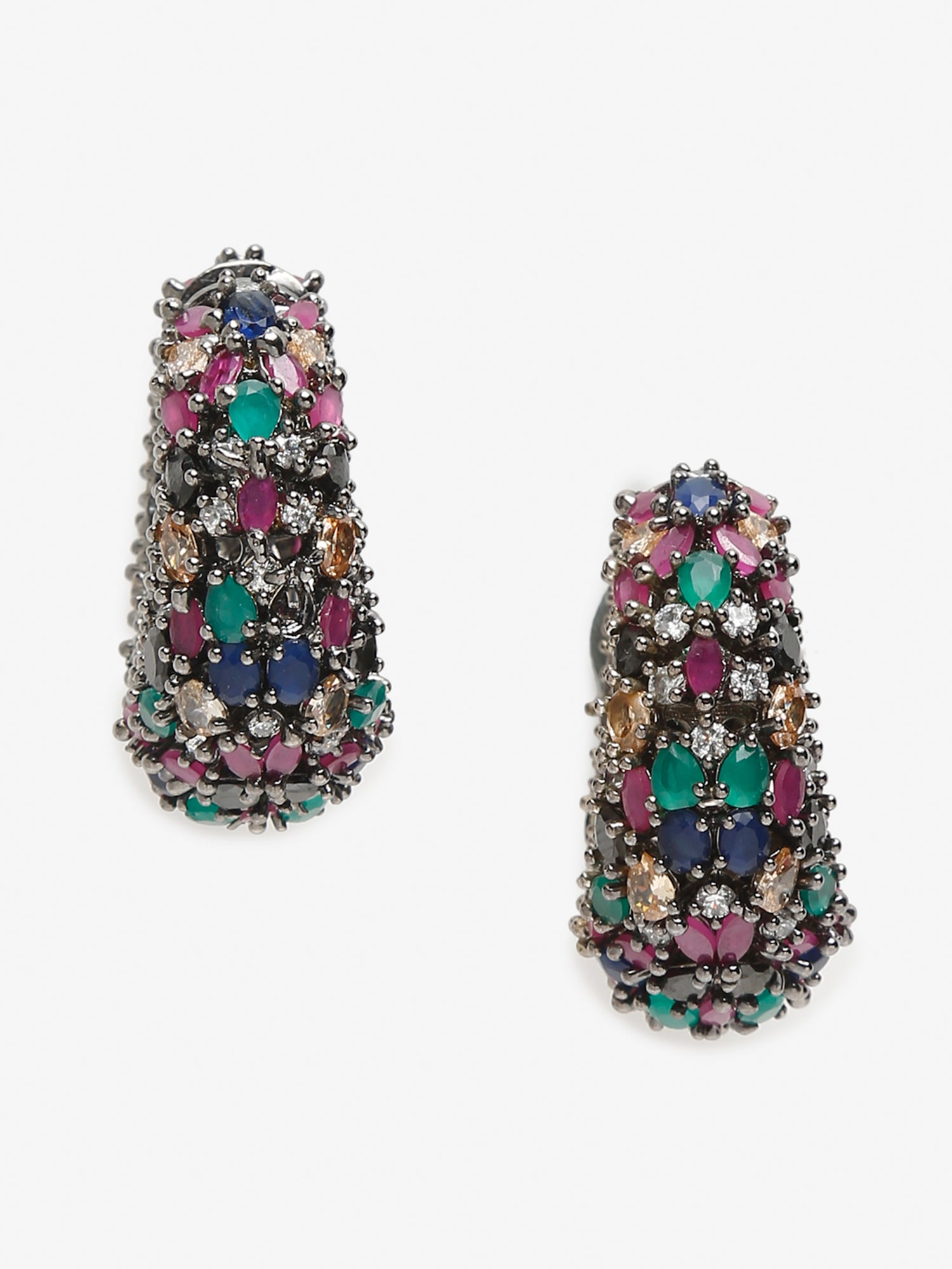 Multicoloured Contemporary Hoop Earrings - Ruby Raang | Grocsy