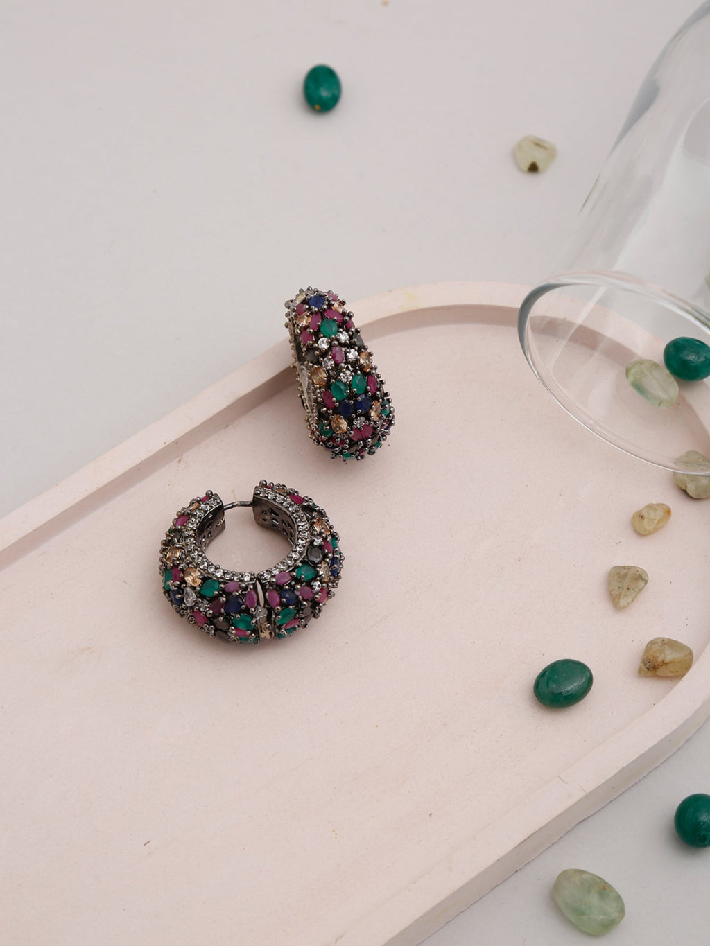 Multicoloured Contemporary Hoop Earrings - Ruby Raang | Grocsy